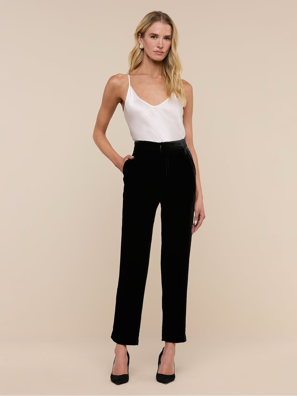 L’AGENCE || Rebel Velvet Trousers‎ Pants Holiday Party Black 6